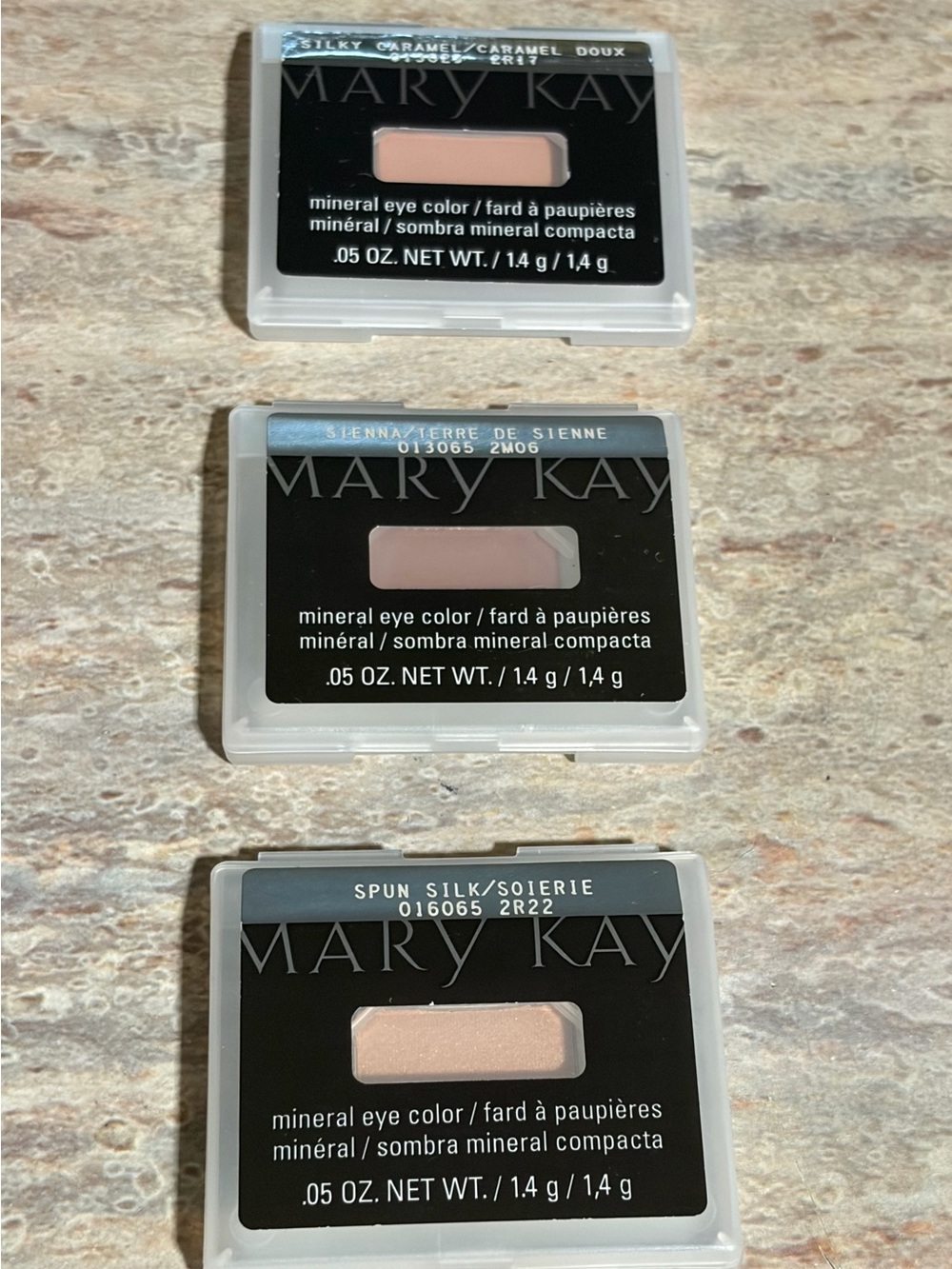 Mary Kay 3-Mineral Eye Color in Spun Silk, Sienna, and Silky Caramel